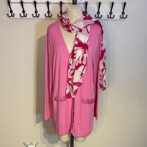 Devernois pink Cardigan and Scarf set size XL